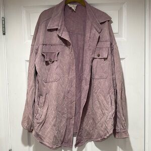 Fantastic Fawn Mineral Wash Shacket Lavender L